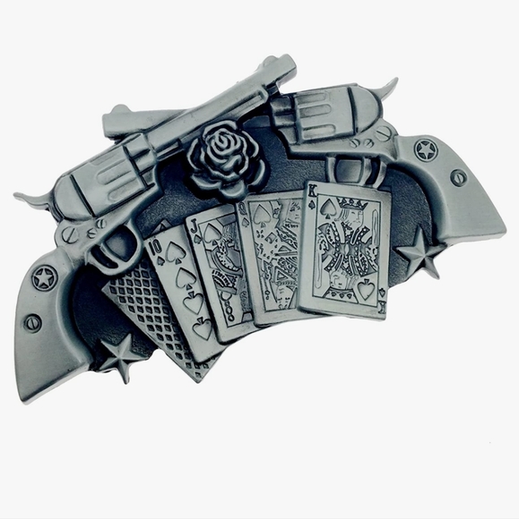 New revolvers pistols deck of cards belt Buckle - Picture 4 of 5